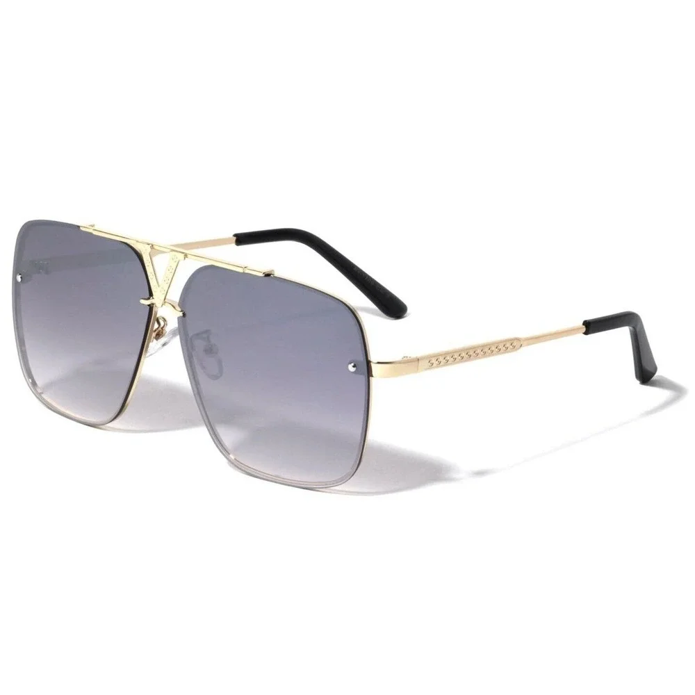 Sunglasses Gold Frame Gray Mirror Lens Fashion Designer Style Luxury Beach Style